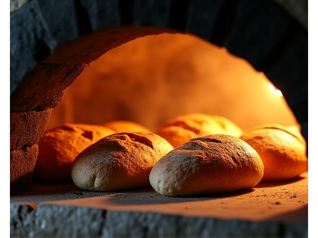 Pains dans un four traditionnel à sole de pierre