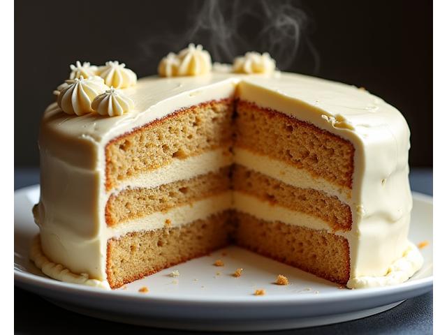 Photo avant/après d'un gâteau hyper-réaliste révélant son intérieur moelleux
