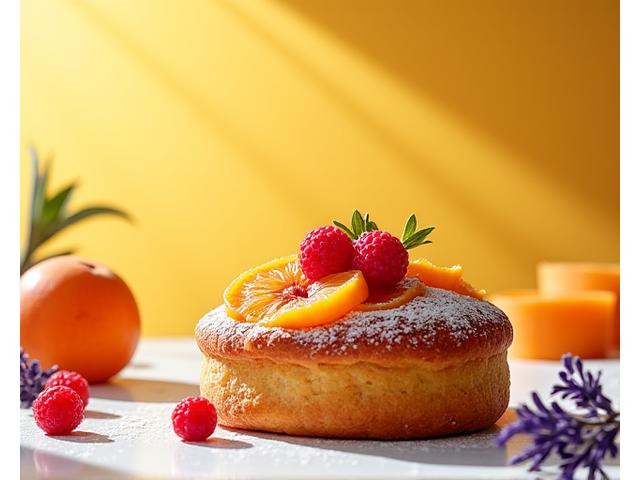Palmier abricot-lavande en plein soleil d'été.