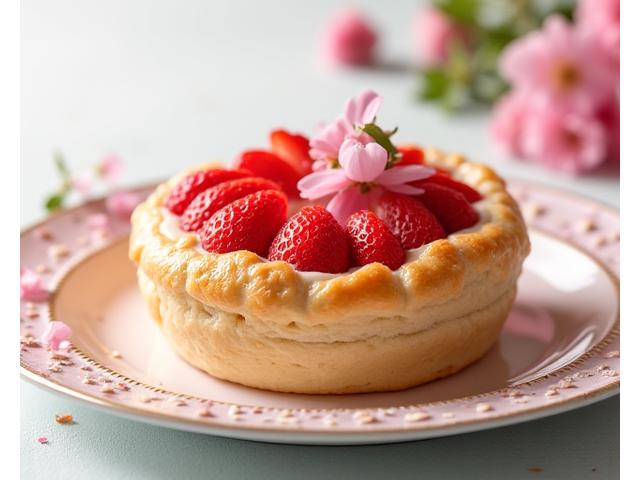 Chausson rhubarbe-fraise vibrant sur une table printanière.
